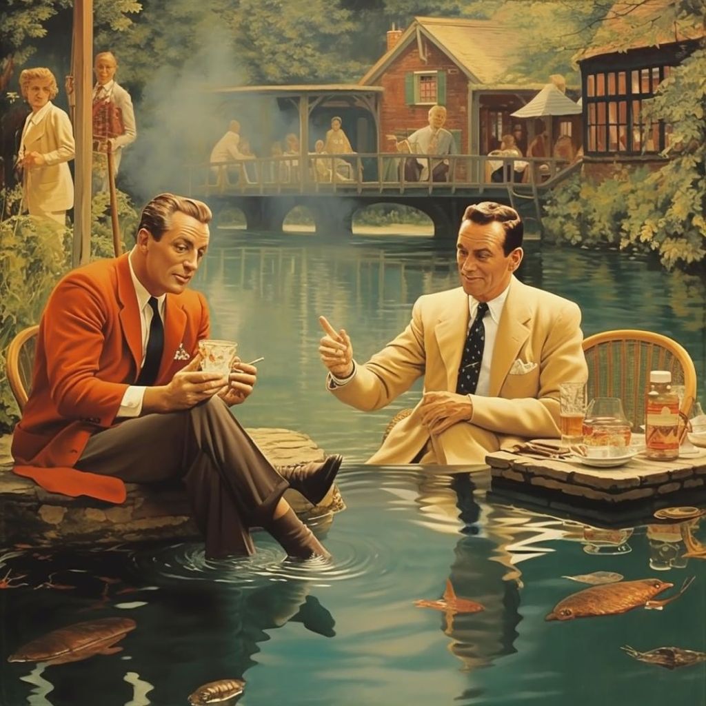 Gentlemen's Retreat Conversation by the Creek